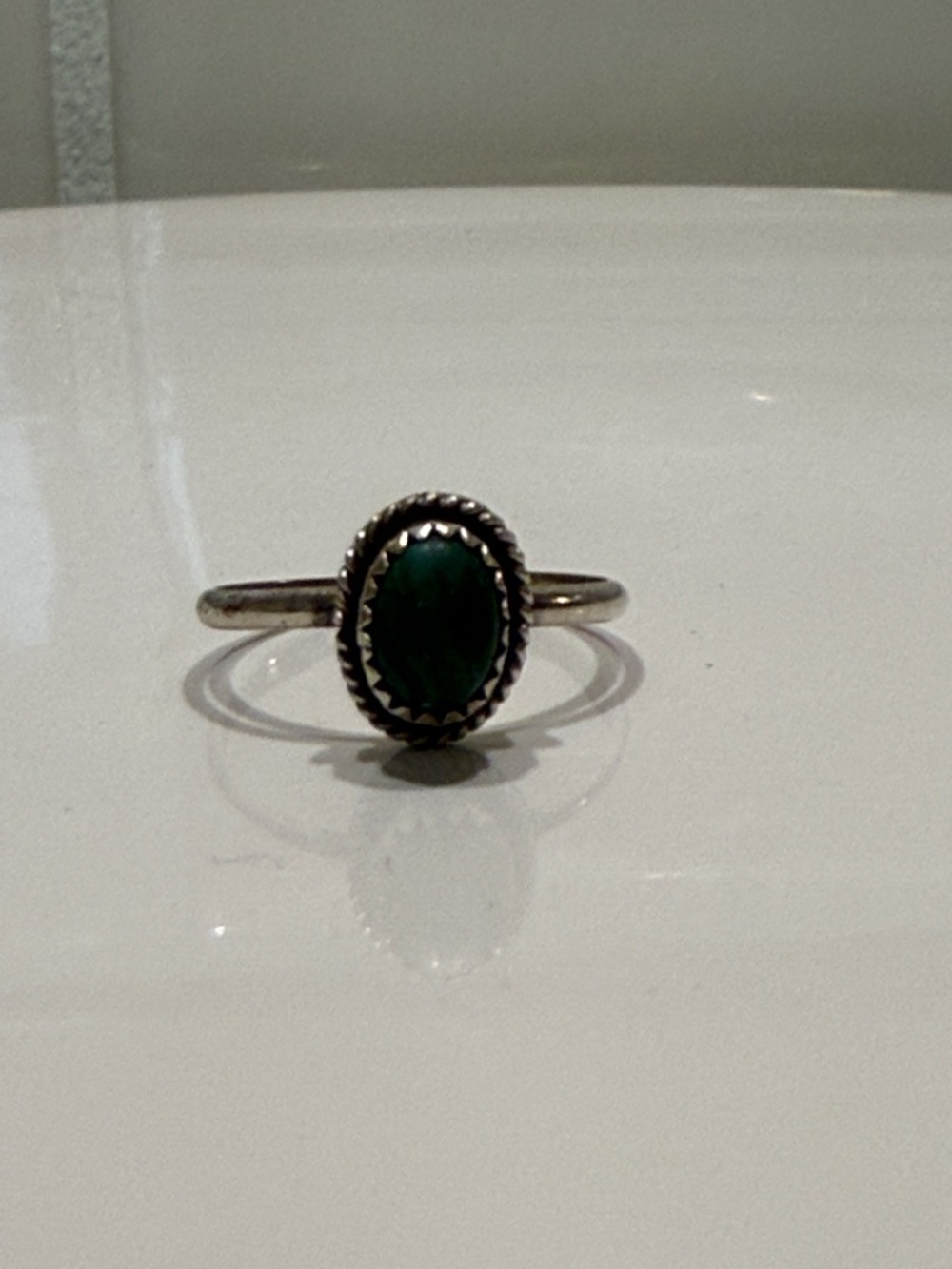 Sterling Silver Oval Green Stone Ring - Women's Jewelry